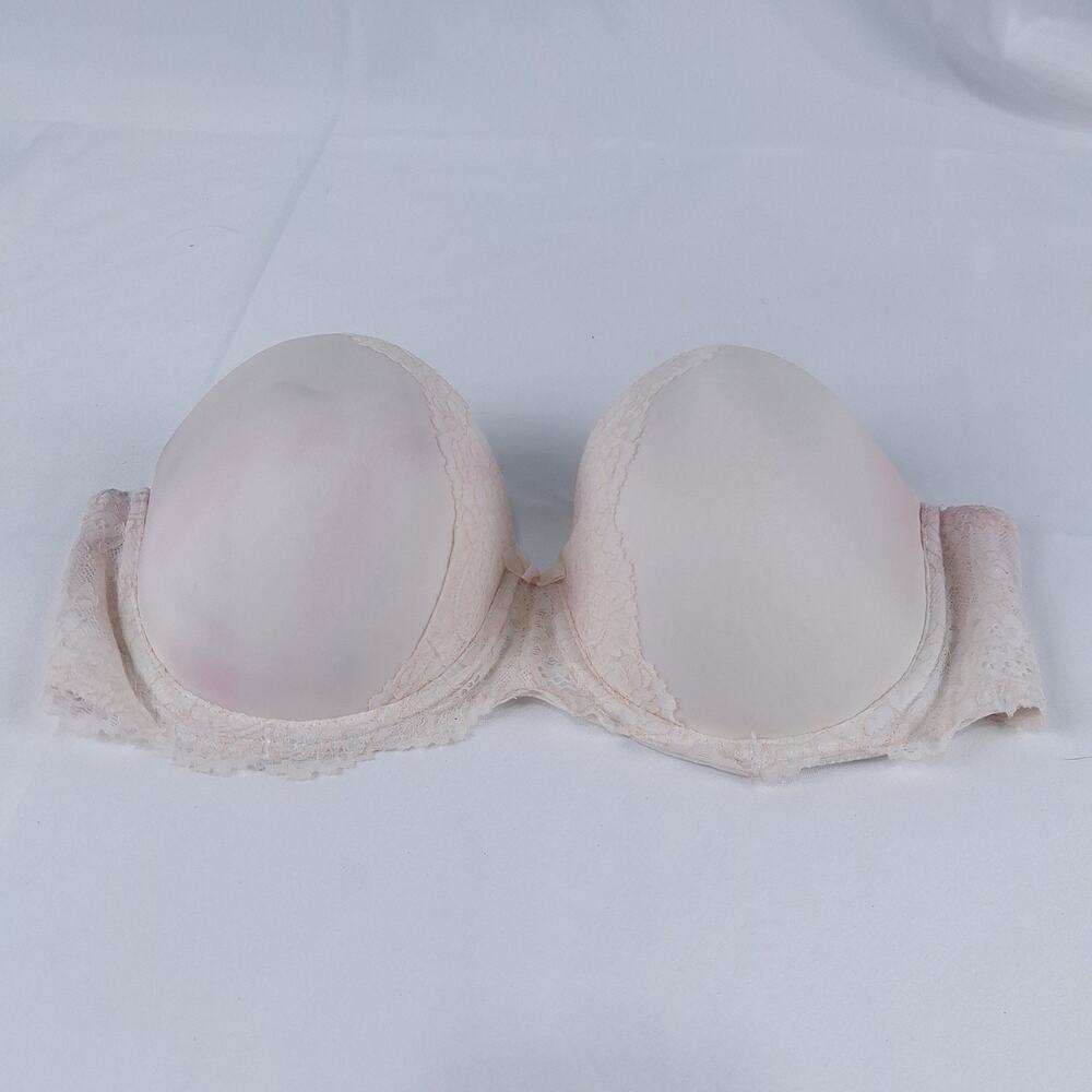 VICTORIA'S SECRET 36D Strapless Multi-Way Bra Nude Pink Lace Trim